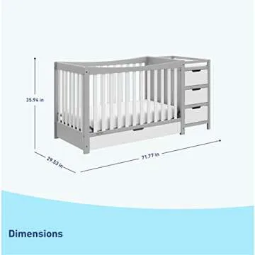 Graco Remi 4-In-1 Convertible Crib & Changer With Drawer (Pebble Gray & White) – GREENGUARD Gold Certified, Crib And Changing-Table Combo, Includes Changing Pad, Converts To Toddler Bed, Full-Size Bed