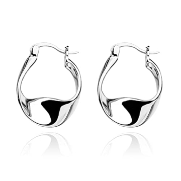 Chunky Silver Hoops by Kesaplan - Elegant 14K White Gold Earrings for Women