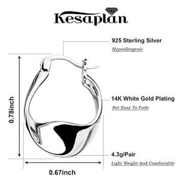 Hypoallergenic Chunky Silver Hoop Earrings for Women