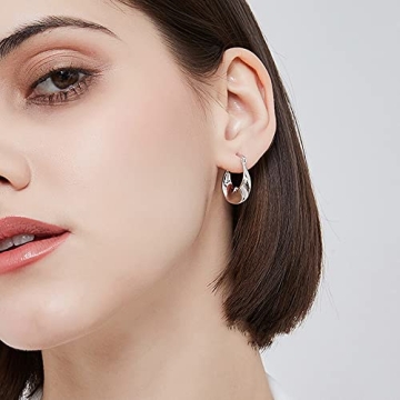 Hypoallergenic Chunky Silver Hoop Earrings for Women