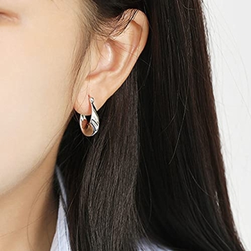 Hypoallergenic Chunky Silver Hoop Earrings for Women