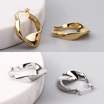 Hypoallergenic Chunky Silver Hoop Earrings for Women