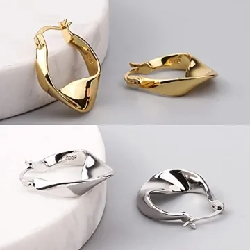 Hypoallergenic Chunky Silver Hoop Earrings for Women