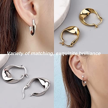 Hypoallergenic Chunky Silver Hoop Earrings for Women