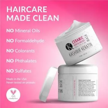 Kashmir Keratin Ceramic Hair Mask,deeply conditions dry, damaged hair, repairs with keratin, making it soft, frizz-free, hydrated, well-conditioned, and adds shine.(16 oz)