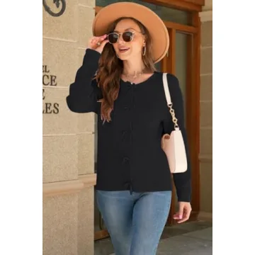 kipfall Women's Stylish Cardigan with Bow Buttons