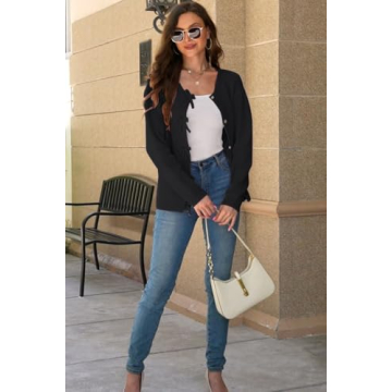 kipfall Women's Stylish Cardigan with Bow Buttons