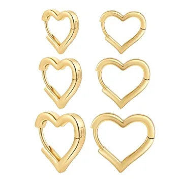 Sloong 3 Pairs Gold Plated Hypoallergenic Hoop Earrings Set