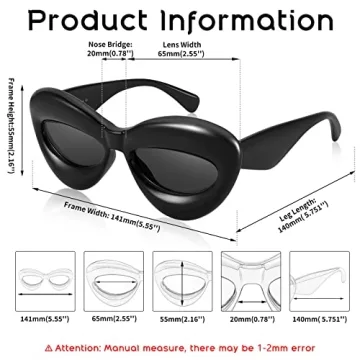 FEISEDY Inflated Lip Shape Sunglasses UV400 Protection Fashion