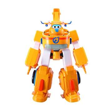 Super Wings 7" Donnie's Dozer Playset with 2" Transform-a-Bot Donnie Mini Figure, Transforming Airplane Toy Vehicle, Plane to Robot, Birthday Gift For Preschool Kids 3 4 5 year old Boys And Girls