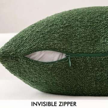 MIULEE Set of 2 Decorative Couch Pillow Covers 20x20 Inch Dark Green Neutral Throw Pillows Textured Boucle Accent Solid Cushion Pillowcase Spring Cozy Soft Chair Sofa Bedroom Livingroom Home Decor