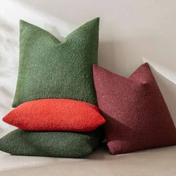MIULEE Elegant Dark Green Boucle Pillow Covers 20x20