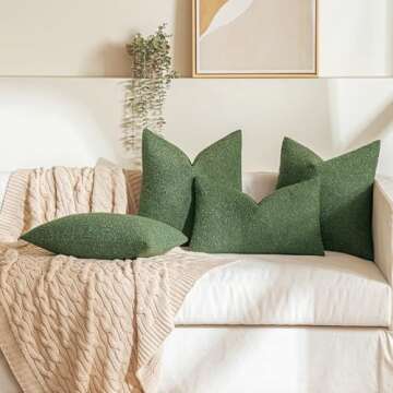 MIULEE Set of 2 Decorative Couch Pillow Covers 20x20 Inch Dark Green Neutral Throw Pillows Textured Boucle Accent Solid Cushion Pillowcase Spring Cozy Soft Chair Sofa Bedroom Livingroom Home Decor
