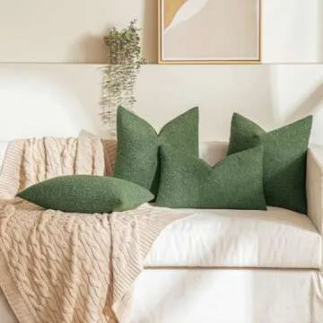 MIULEE Elegant Dark Green Boucle Pillow Covers 20x20