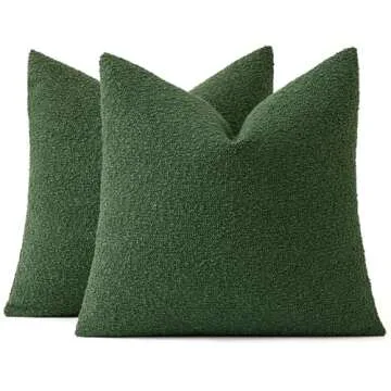 MIULEE Elegant Dark Green Boucle Pillow Covers 20x20