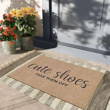 Welcome Mat Indoor for Front Door Mat Outdoor Large 24"x 36" for Outside Home Entry Cute Shoes Door Entryway Non Slip Entrance Mats to Bedroom Bathroom Shoe Scraper Easy to Clean Doormat Brown