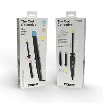 Conair Curl Collective 3-in-1 Curling Wand for Perfect Curls