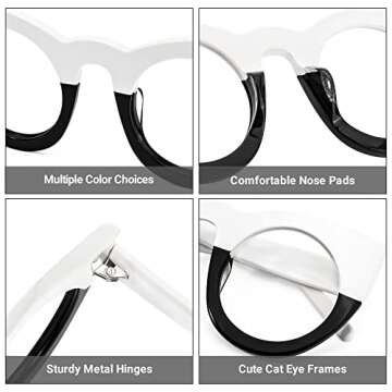 Zeelool Vintage Oversized Thick Cat Eye Glasses Frame for Women with Non-prescription Clear Lens Oph...