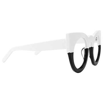 Zeelool Vintage Oversized Thick Cat Eye Glasses Frame for Women with Non-prescription Clear Lens Ophelia VFP0290-03 White/Black