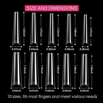 500Pcs XXL No C Curve Coffin Nail Tips for Acrylic Nails Professional Set, Clear Nail Tips Half Cover Long Fake Nails, Ballerina Shaped French Nails for Nail Salon and DIY Nail Art 10 Sizes