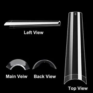 500Pcs XXL No C Curve Coffin Nail Tips for Acrylic Nails Professional Set, Clear Nail Tips Half Cover Long Fake Nails, Ballerina Shaped French Nails for Nail Salon and DIY Nail Art 10 Sizes