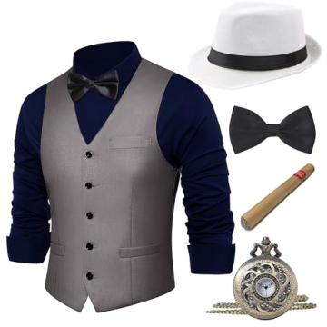 1920s Men's Gatsby Costume Set with Fedora Hat