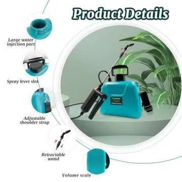 Battery Powered Garden Sprayer with 3 Nozzles, 1.35 Gallon Electric Pump Sprayer with Telescopic Wand and USB Rechargeable Handle, Portable Lawn Sprayer with Shoulder Strap for Gardening