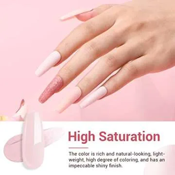 AZUREBEAUTY Dip Powder Nail Kit Starter, Clear Pale Pink Glitter, 4 Colors Pink Tones Dipping Powder Set, French Nail Art Base Top Coat Activator Liquid All Seasons Manicure DIY Salon 12 PCS