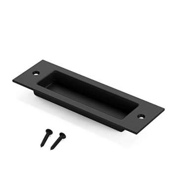 SMARTSTANDARD Barn Door Handles, Flush Pull 6 1/2" Matte Black Frosted Handle, Recessed Invisible Fl...