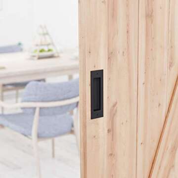 SMARTSTANDARD Barn Door Handles, Flush Pull 6 1/2" Matte Black Frosted Handle, Recessed Invisible Flat Finger Pull, Sliding Barn Door Hardware