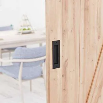 SMARTSTANDARD Barn Door Handles, Flush Pull 6 1/2" Matte Black Frosted Handle, Recessed Invisible Flat Finger Pull, Sliding Barn Door Hardware