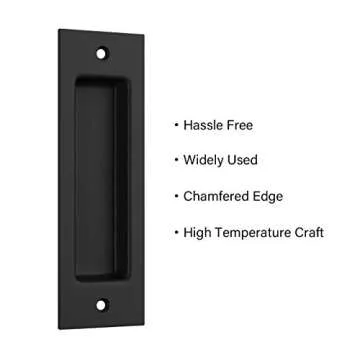 SMARTSTANDARD Barn Door Handles, Flush Pull 6 1/2" Matte Black Frosted Handle, Recessed Invisible Flat Finger Pull, Sliding Barn Door Hardware
