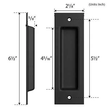 SMARTSTANDARD Barn Door Handles, Flush Pull 6 1/2" Matte Black Frosted Handle, Recessed Invisible Flat Finger Pull, Sliding Barn Door Hardware