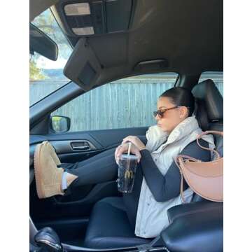 UANEO Womens PU Leather Cropped Puffer Vest Winter Faux Leather Zip Up Sleeveless Jacket (Beige, Small)