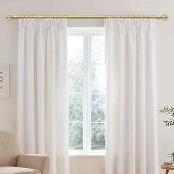 1 Inch Gold Curtain Rods for Windows 72 to 144 Inches (6 to 12 ft), USFOOK Telescoping Single Drapery Rod, Decorative Curtain Rod with Luxury Translucent Finials
