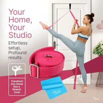 Stretching Strap with Door Anchor & Resistance Band – Improve Leg Stretch Flexibility for Splits, Ballet, Dance, Cheer, Yoga & Gymnastics - Home Leg Stretcher Trainer Equipment Stuff for All Levels
