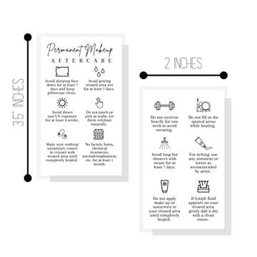 Permanent Makeup PMU aftercare Instructions Minimalist | 50 pk 2 x 3.5” business cards Makeup Arti...