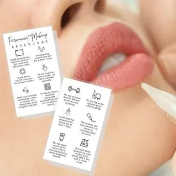 Permanent Makeup PMU aftercare Instructions Minimalist | 50 pk 2 x 3.5” business cards Makeup Artist Tattoo Microblading, Lip Blushing, Eyeliner Client Cards How To Care for White and black Simple