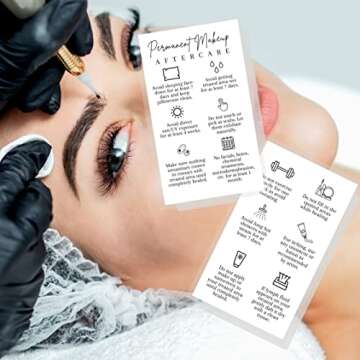 Permanent Makeup PMU aftercare Instructions Minimalist | 50 pk 2 x 3.5” business cards Makeup Artist Tattoo Microblading, Lip Blushing, Eyeliner Client Cards How To Care for White and black Simple
