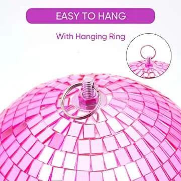 8" Pink Disco Ball with Hanging Ring for Parties