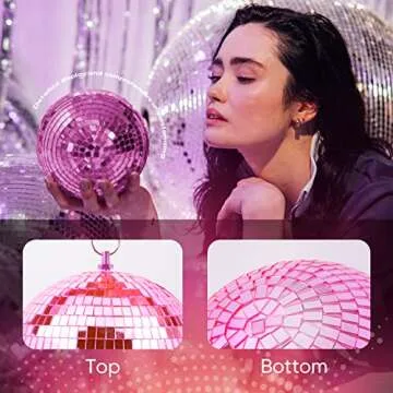 8" Pink Disco Ball with Hanging Ring for Parties