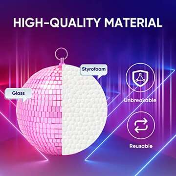 8" Pink Disco Ball with Hanging Ring for Parties