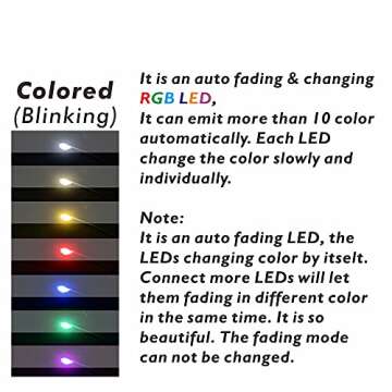 50PCS Pre-Wired Micro Blinking LEDs(Light Mode: Flashing Multicolor Light) 0805 SMD LEDs with Assembly Accessories for Beginner Model Building