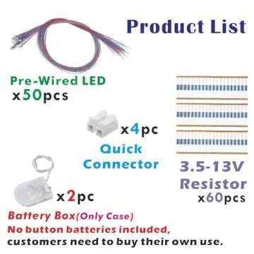 50PCS Pre-Wired Micro Blinking LEDs(Light Mode: Flashing Multicolor Light) 0805 SMD LEDs with Assembly Accessories for Beginner Model Building