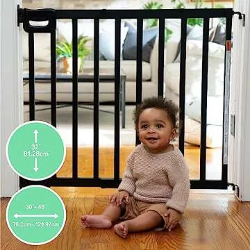 Summer Infant Deluxe Stairway Simple to Secure Safety Pet and Baby Gate, 30'-48' Wide, 32' Tall, Ins...