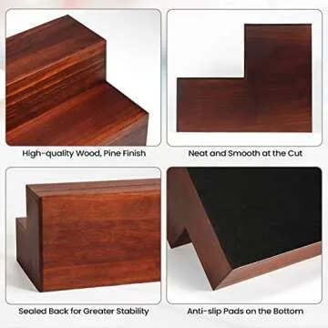 B4Life 2 Pack 16 Inch Liquor Bar Bottle Display Shelf, 2 Tier Real Wood Bar Shelves for Liquor Bottles, Bar Shelf for Liquor, Liquor Shelf for Home Bar Liquor Shelves Bottle Display