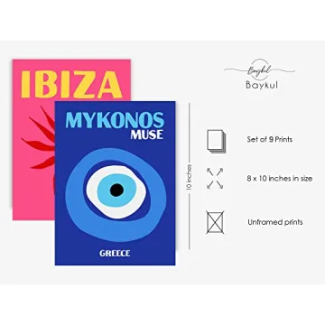 Set of 9 Vibrant Preppy Poster Prints for Wall Decor