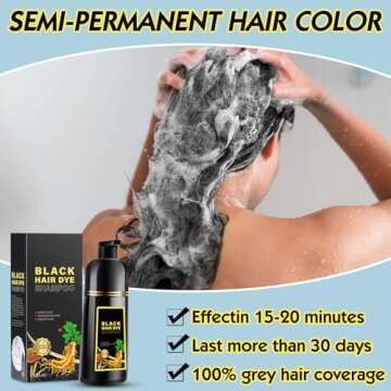 GDRFNP Black Hair Dye Shampoo 3 in 1 for Gray Hair, Herbal Shampoo Black Hair Dye for Women Men, Gre...