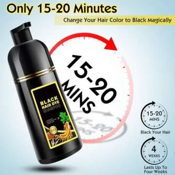 GDRFNP Black Hair Dye Shampoo 3 in 1 for Gray Hair, Herbal Shampoo Black Hair Dye for Women Men, Grey Coverage Shampoo 500ml (Black)
