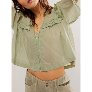 Summer Chiffon Shirt Cute Low Cut V-Neck Blouse for Women